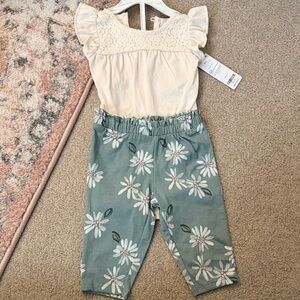 NWT Carter's Green Floral Set